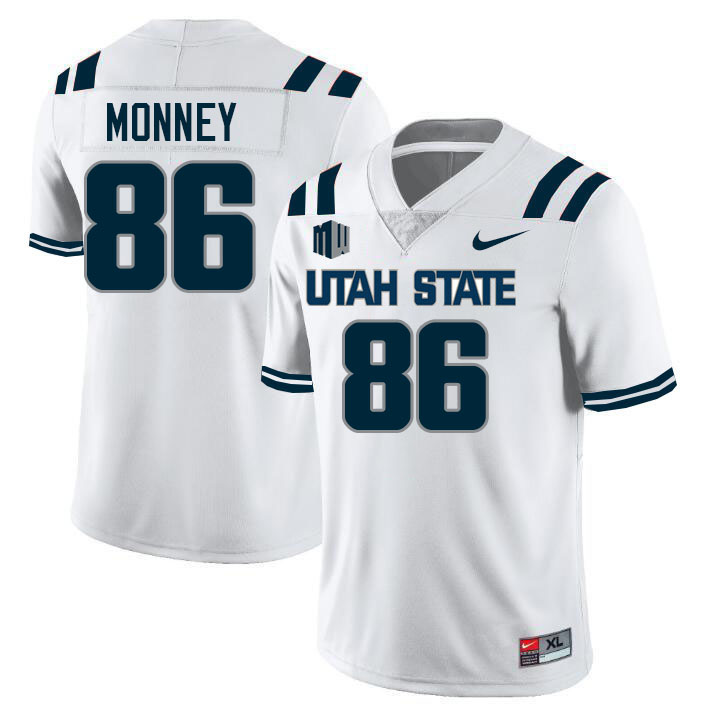 Utah State Aggies #86 Will Monney College Football Jerseys Stitched Sale-White